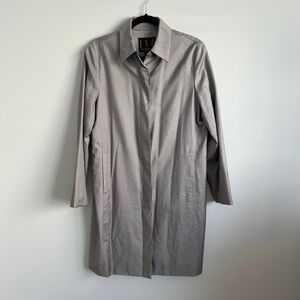INC International Concepts Elegant Silver Sheen Gray Beltless Trench Coat